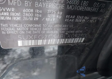 2011 BMW X6 xDrive35I z USA, uszkodzony, nr VIN 5UXFG2C54BLX09250